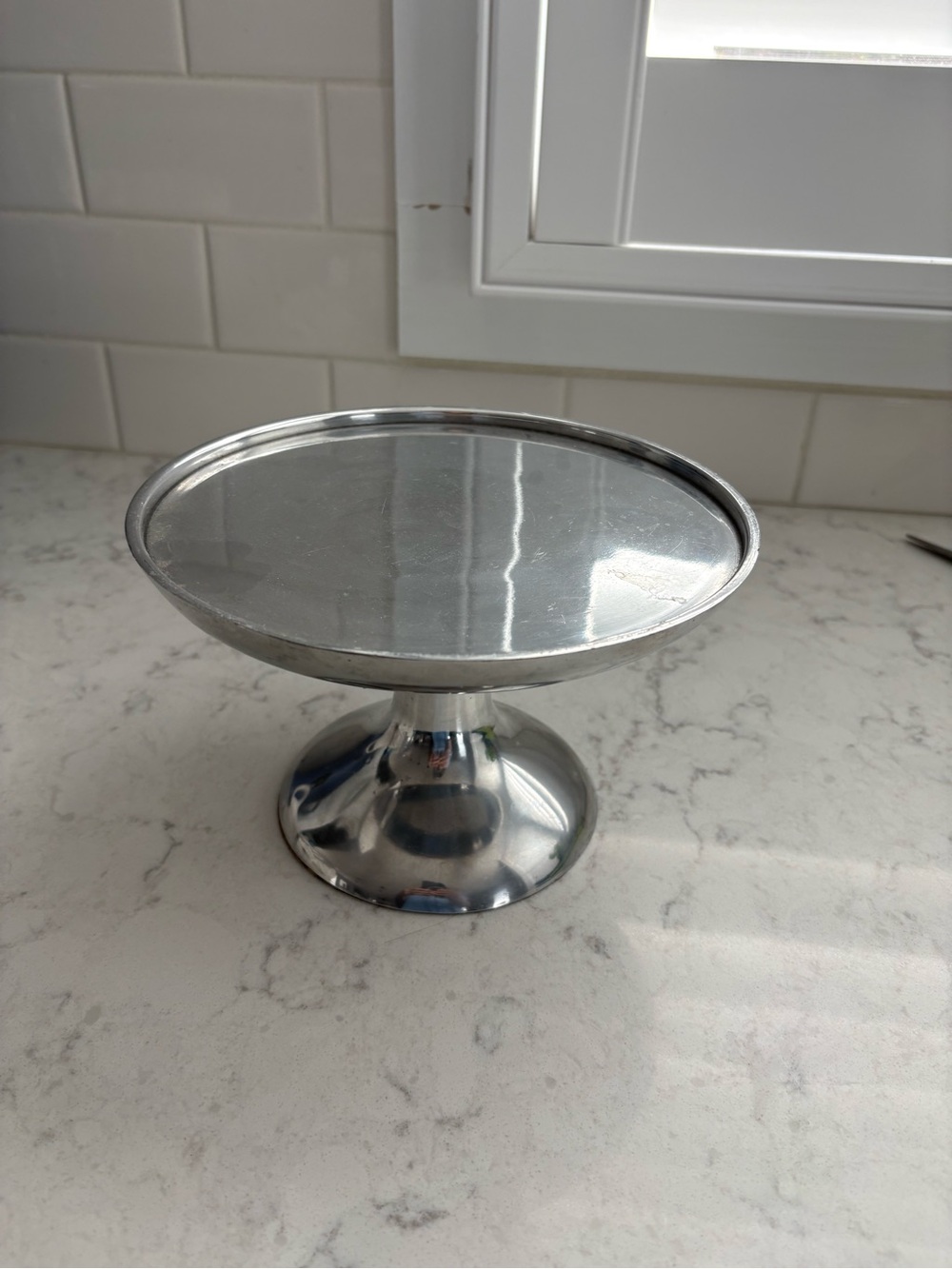Pottery Barn Recycled Aluminum Pedestal Cake Stand -